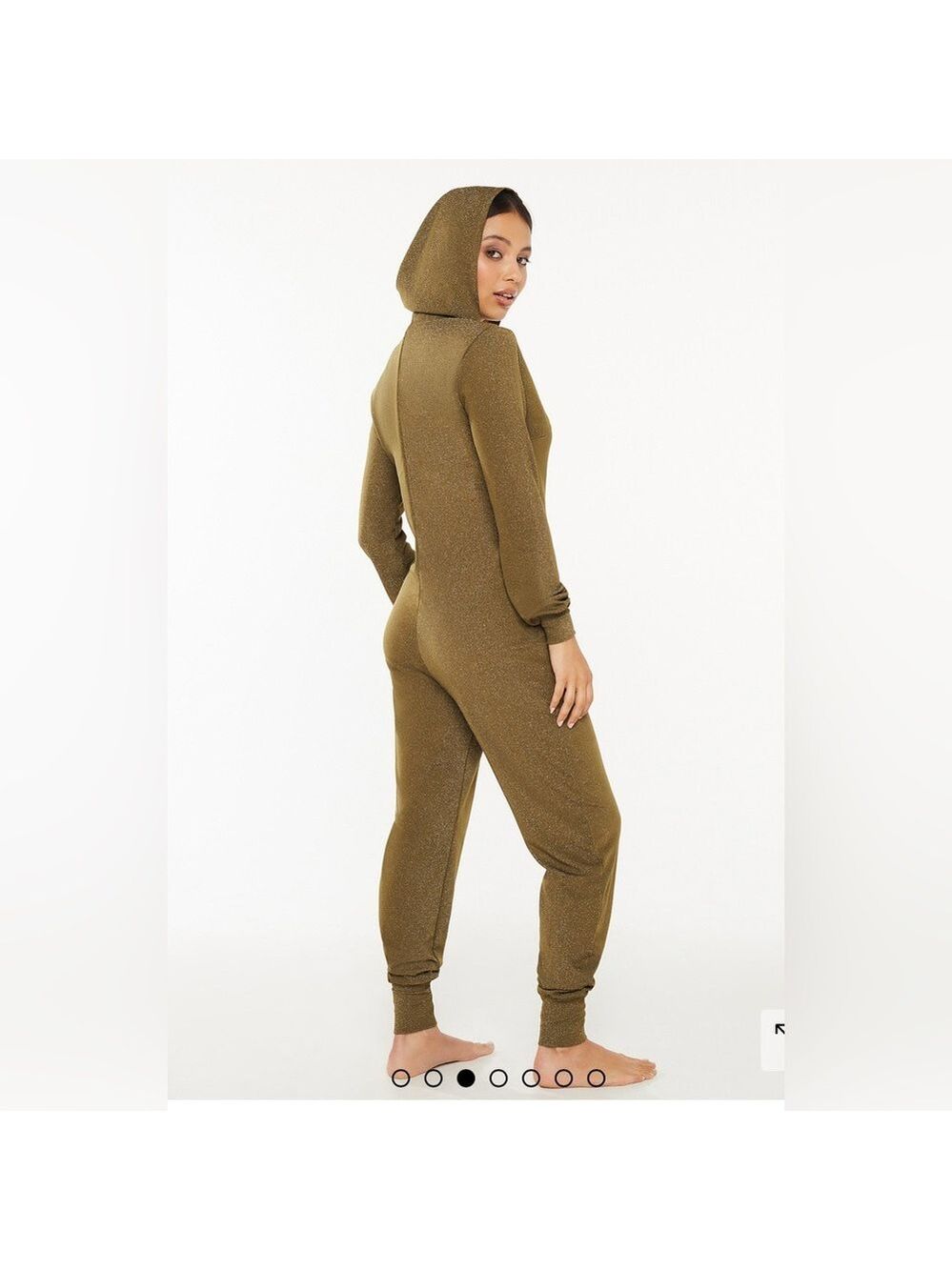 NWOT Savage X Fenty Olive Green SLEEP & SHINE HOODED ONESIE Medium - Picture 2 of 5